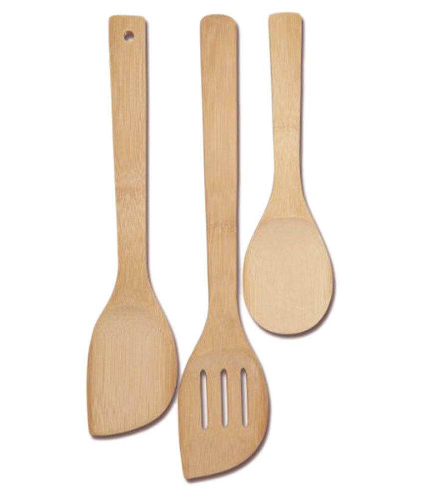 Buy Taaza Garam Brown Wood Stir Fry Tool Bamboo Kitchen Tool Set Of 3