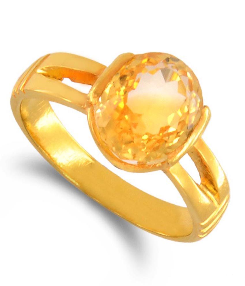 Barishh Gems Golden Topaz Citrine Panchdhatu Ring