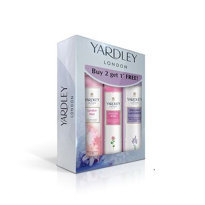 Yardley London Buy 2, Get 1 Free Women's Deodorant Gift Pack (english Lavender Deo 150ml+ London Mist Deo 150ml+ Free Yardley English Rose Deo 75ml) available at snapdeal for Rs.526