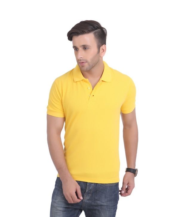 Pirix Yellow Cotton Polos T Shirt