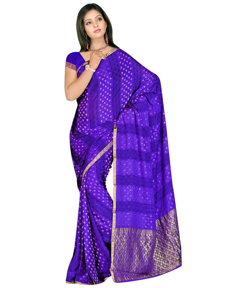 Riviya Purple Pure Crepe Saree