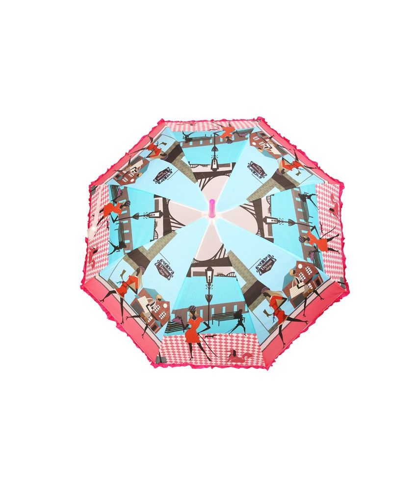 Hou-dy Multicolour Auto Open Frill Umbrella