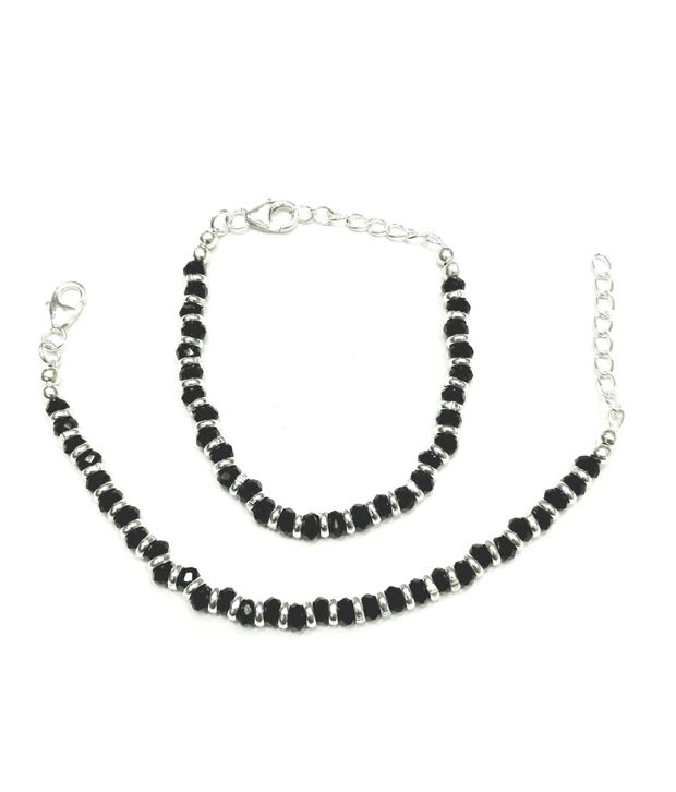 Silver black beads 2024 chain for babies