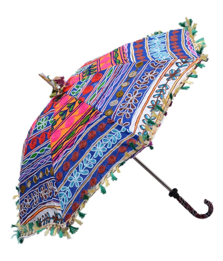 Cinchstore Multicolor Nylon Designer Embroided Umbrella
