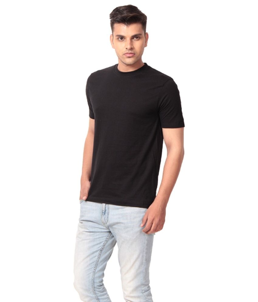 Style Shell Black Cotton Basics T-shirt available at snapdeal for Rs.195