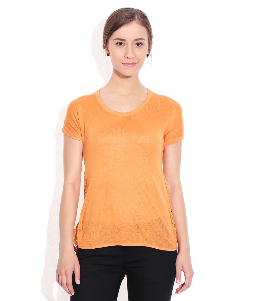 Wills Lifestyle Orange Viscose Tops