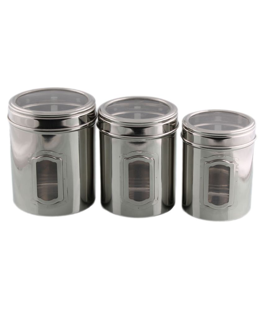Mayur Exports Silver Stainless Steel Canister Set Of 3 Buy Online at Best Price in India