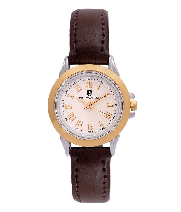 Timewear Brown Leather Formal Wrist Watch For Men