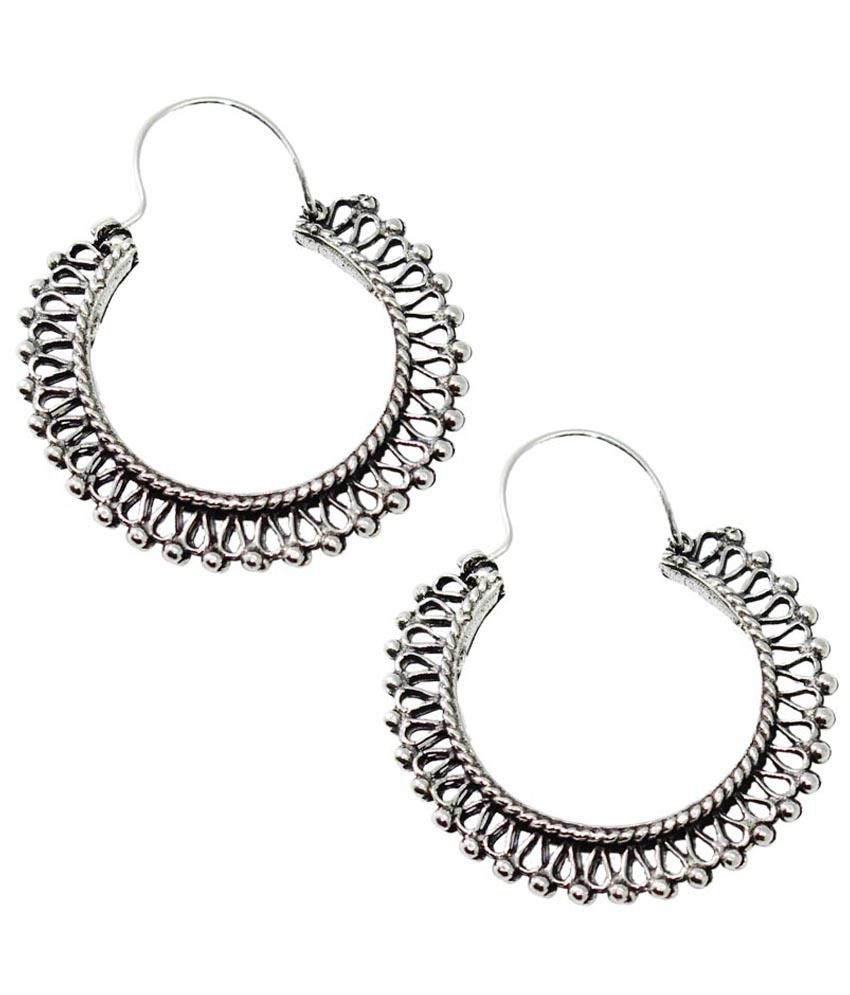 57 Off On Pehchan Circular Designer German Silver Hoop Earrings Pehchan Circular Designer German Silver Hoop Earrings