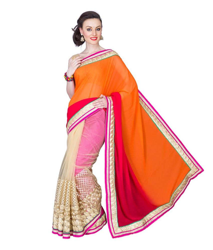 Deepika Couture Multicolour Printed Pure Georgette Saree With Blouse Piece available at snapdeal for Rs.3099
