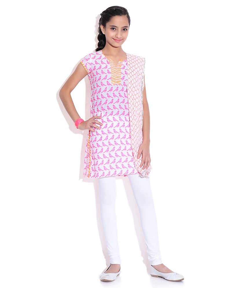 BIBA White Cotton Salwar Suit for Kids Buy BIBA White Cotton Salwar