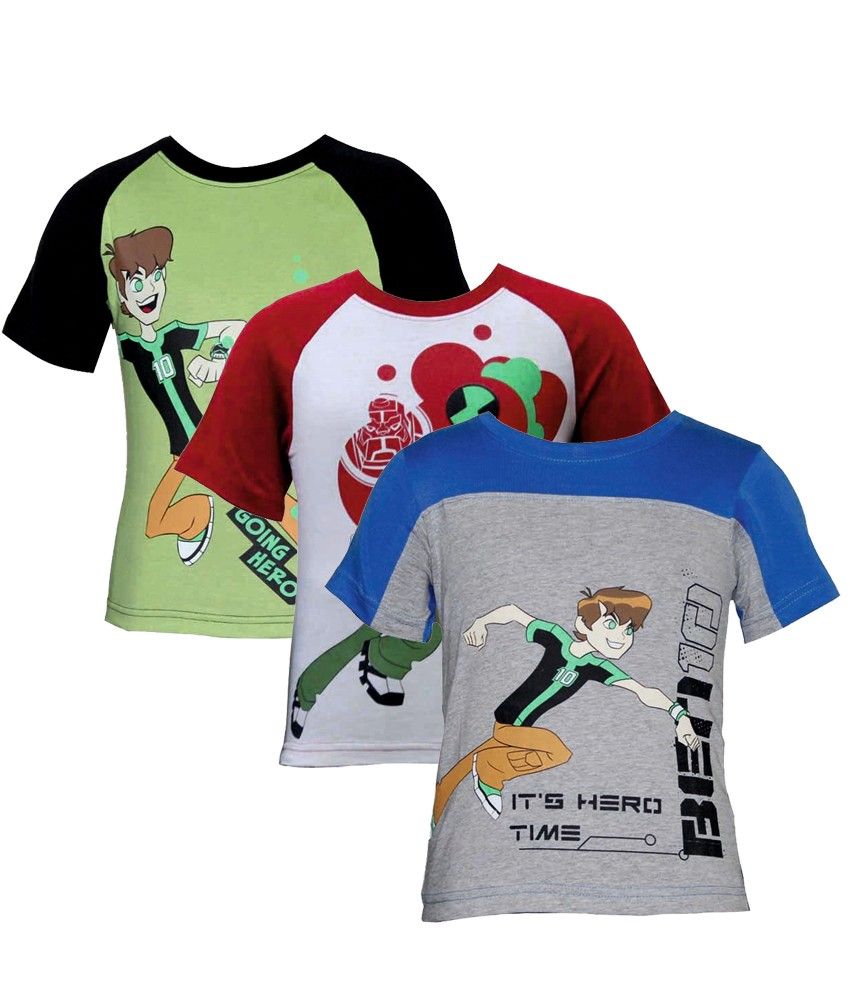 Ben 10 Multicoloured Round Neck T-shirts (set Of 3)