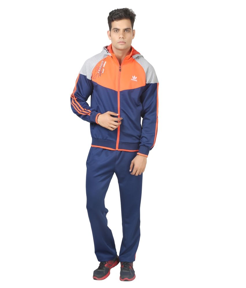 adidas navy polyester tracksuit