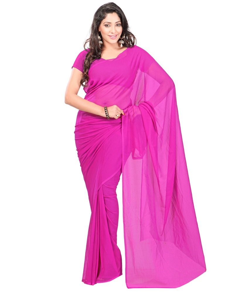 Kalash Sarees Pink Pure Chiffon Saree Buy Kalash Sarees Pink Pure Chiffon Saree Online At Low