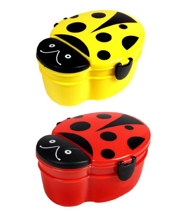 I Love Pcn Ladybird, Beetle Shaped Lunch Box For Kids - Set Of 2