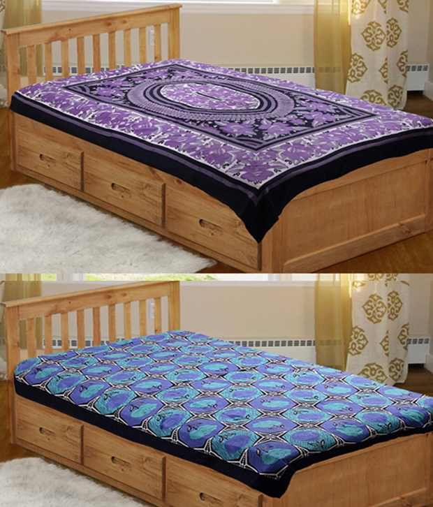 Grj India Combo Of 2 Printed Cotton Single Bedsheet available at snapdeal for Rs.513