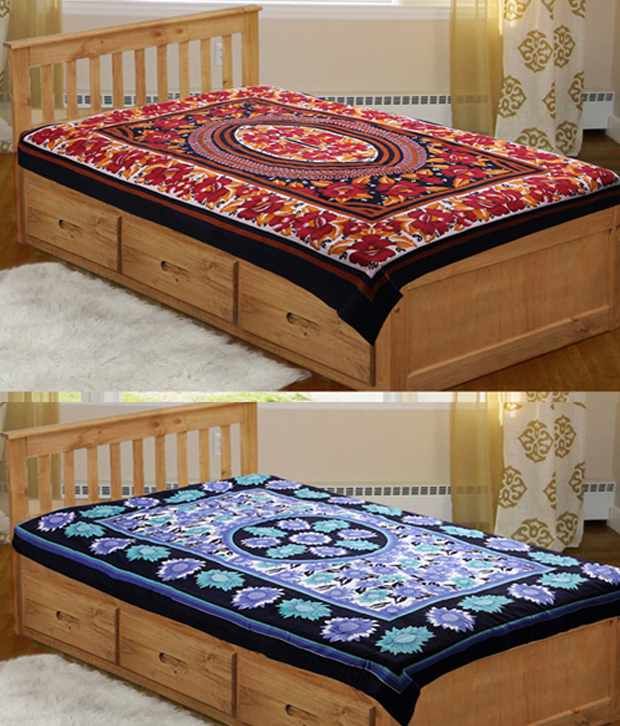 Grj India Combo Of 2 Printed Cotton Single Bedsheet available at snapdeal for Rs.513