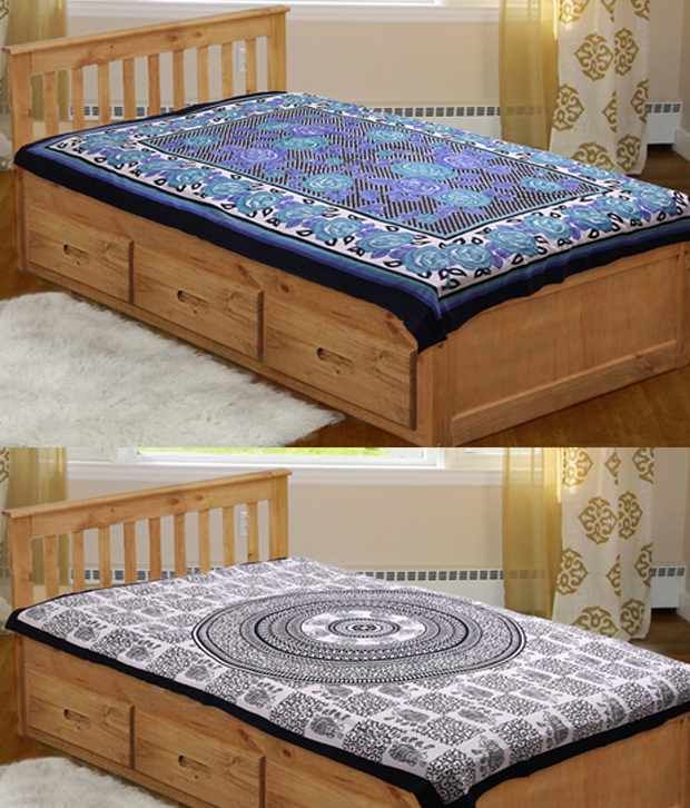 Grj India Combo Of 2 Printed Cotton Single Bedsheet available at snapdeal for Rs.513