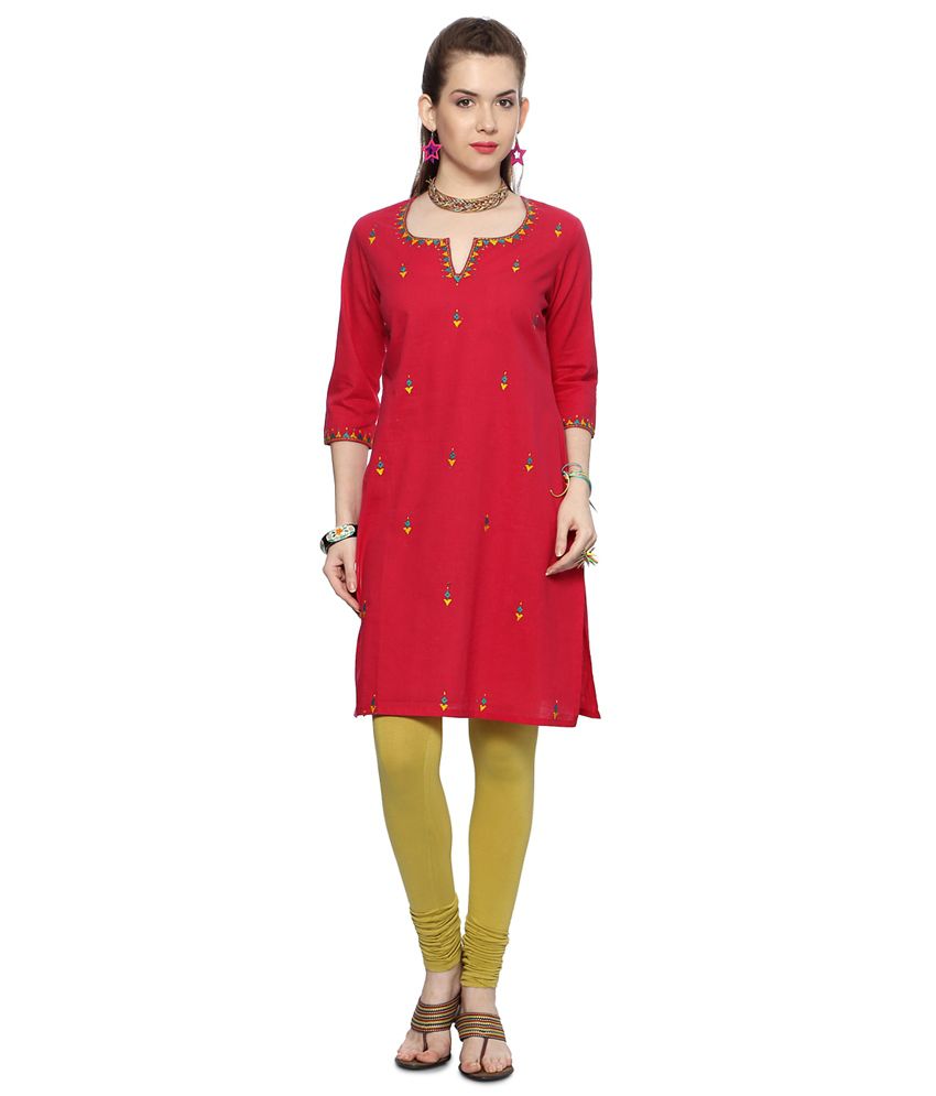 Buy Rangmanch By Pantaloons Pink Cotton Kurti on Snapdeal