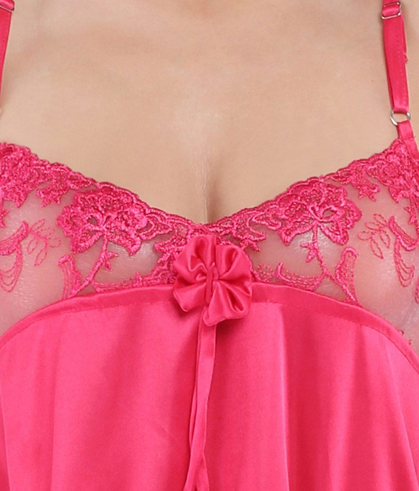 Buy Rung Pink Satin Nighty Night Gowns Pack Of Online At Best