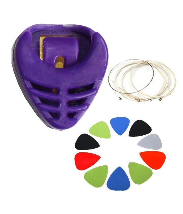 Kadence Purple Guitar Pick Holder With 10 Picks & 1 Guitar Strings Set Combo available at snapdeal for Rs.258