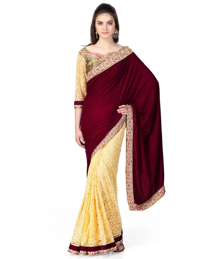 Janasya Maroon Brasso Saree