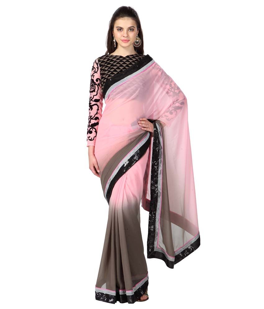 Janasya Pink Faux Georgette Saree