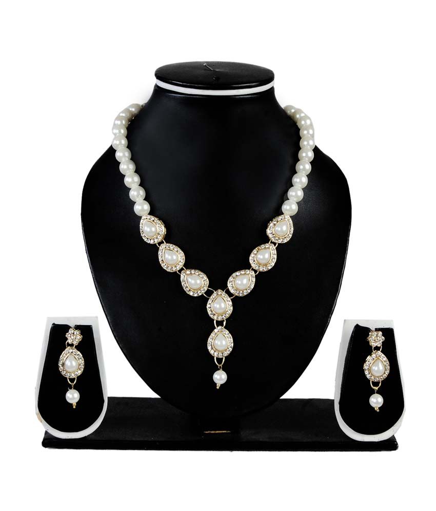Freshme Fashion Jewellery Gold Pearl Traditional Necklace Set available at snapdeal for Rs.239