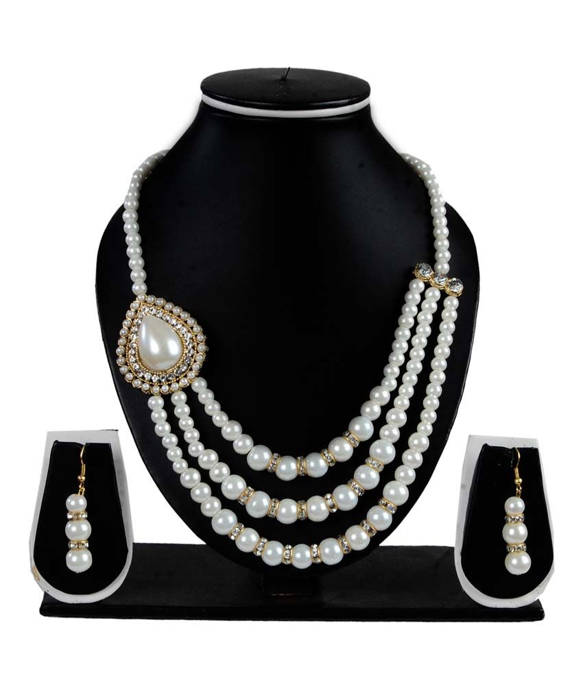 Freshme Fashion Jewellery Gold Pearl Traditional Necklace Set available at snapdeal for Rs.234