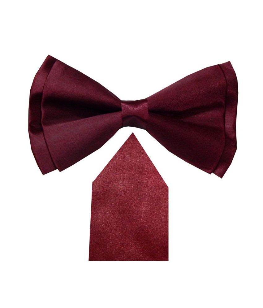 Navaksha Maroon Stain Formal Bow Tie With Pocket Square available at snapdeal for Rs.525