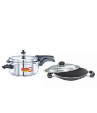 Combo of Prestige Deluxe-Alpha Base Deep Pan Pressure Cooker & Omega Select Plus Appachatty