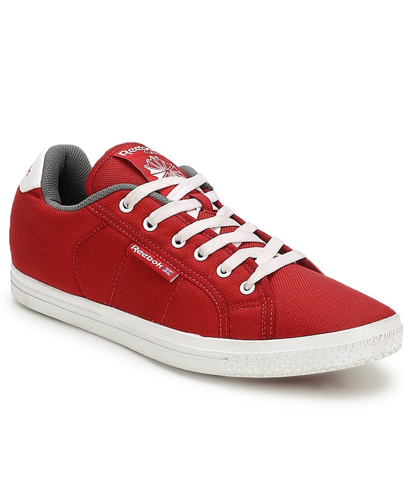 red colour canvas shoes
