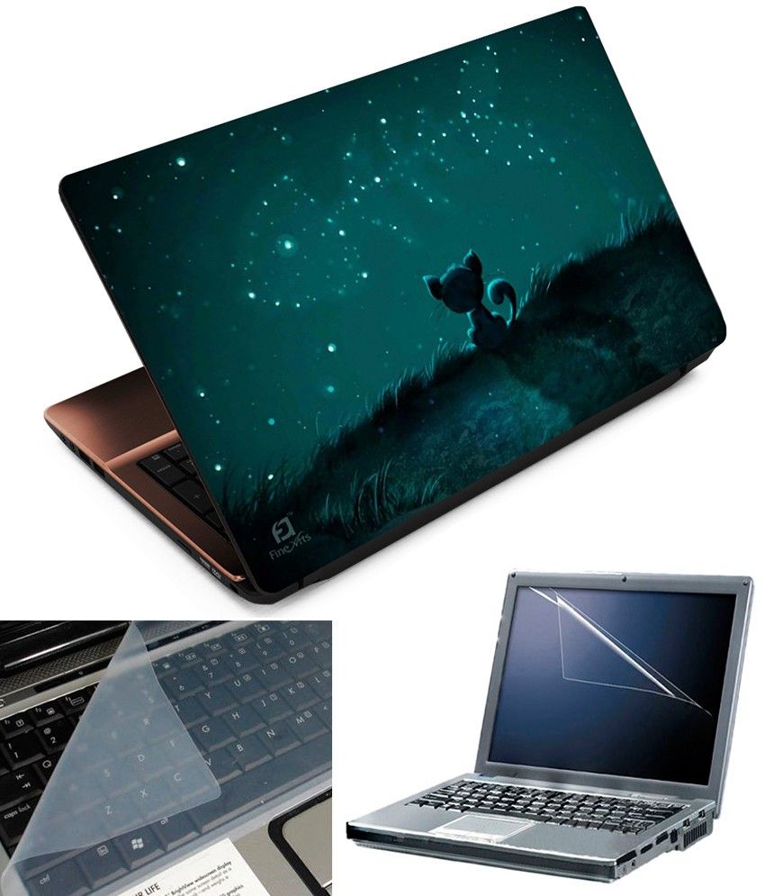 Finearts Little Cat Laptop Skin With Screen Guard And Keyboard Protector