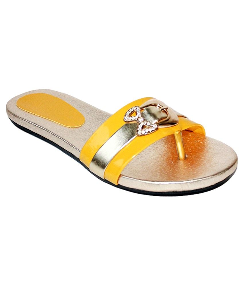 yellow slip on heels