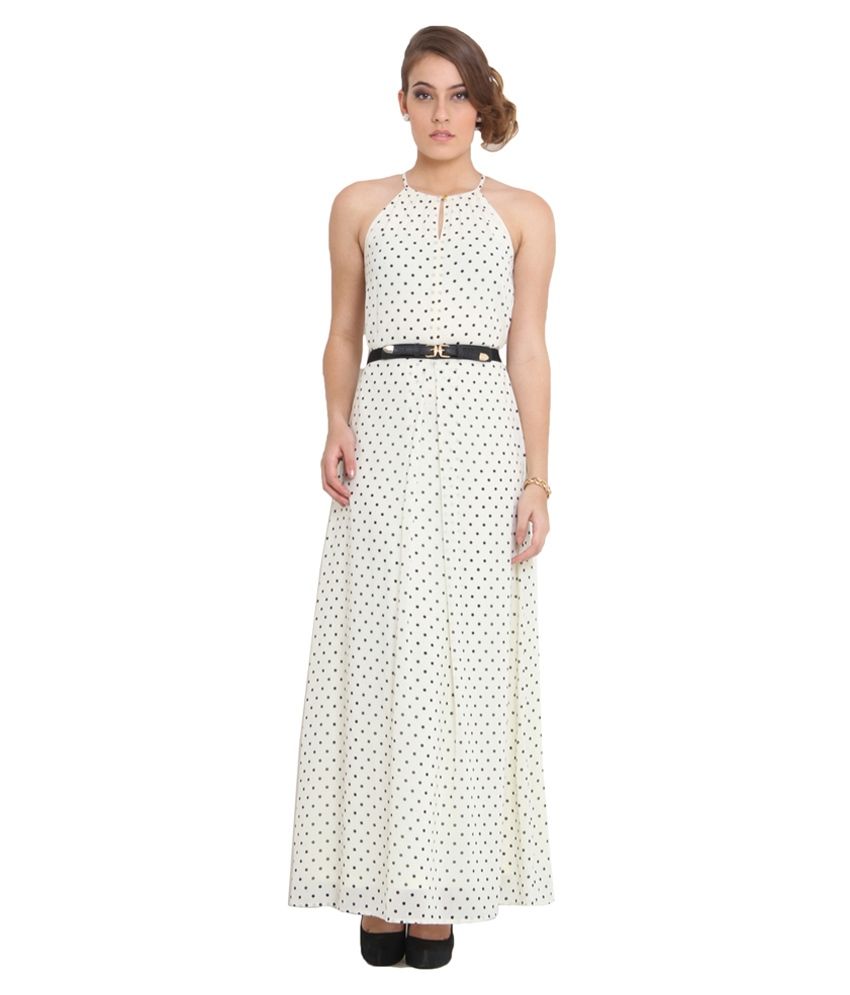 Pera Doce White Polyester Maxi Dress available at snapdeal for Rs.284