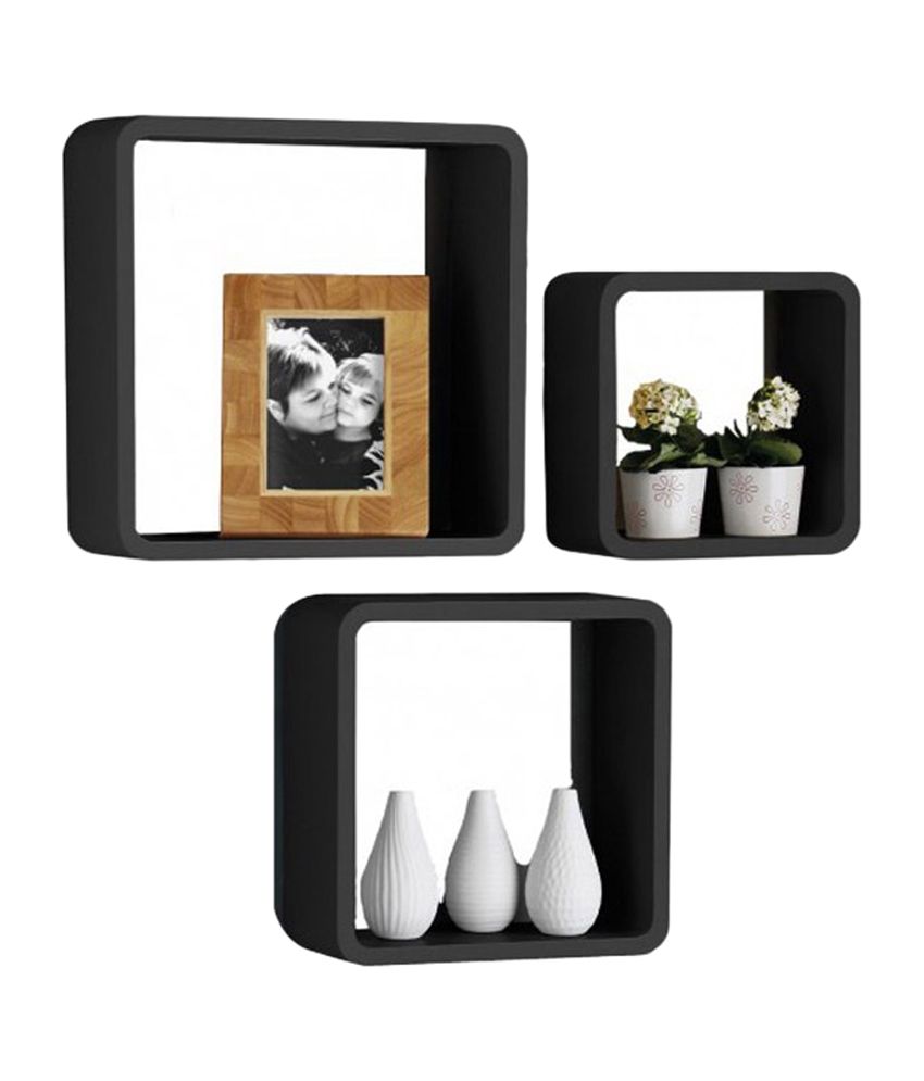 46 Off On Sourcing India Black Cube Wall Shelves Set Of 3 On
