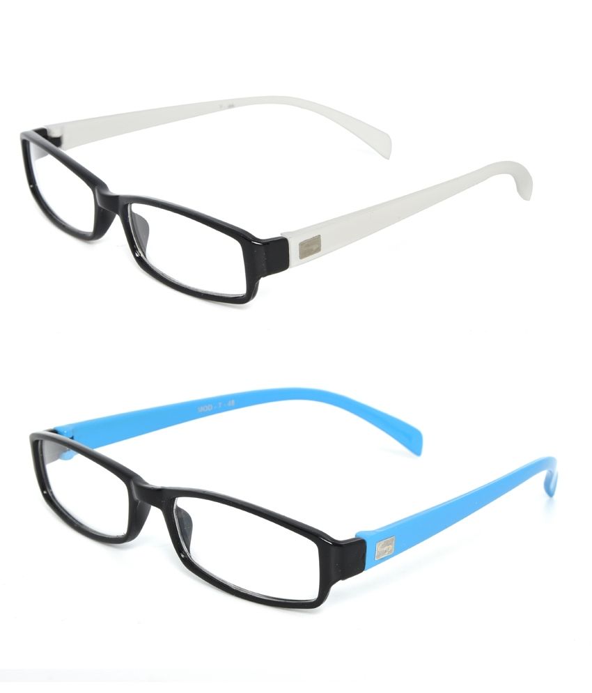Unique White & Light Blue Rectangle Eyeglasses - Combo Of ...