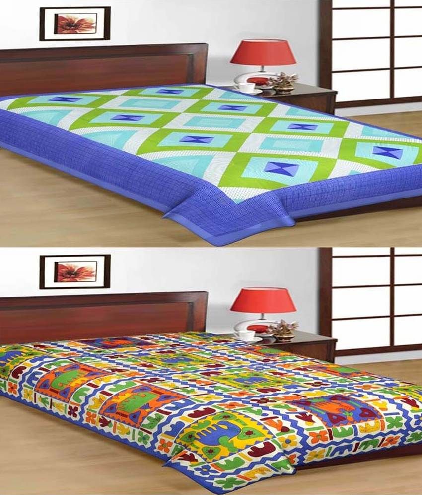 Kismat Collection Printed Cotton Single Bedsheet (combo Of 2) available at snapdeal for Rs.499