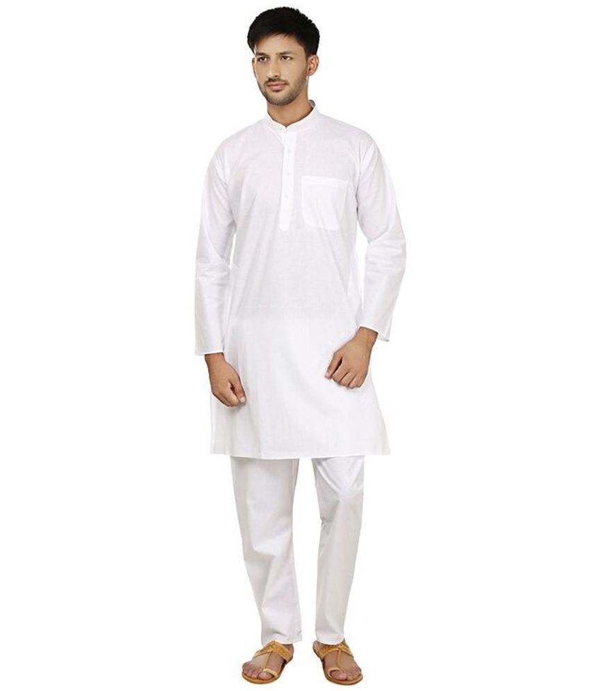 Sabya Emporio White Cotton Blend Kurta Pyjama Set available at snapdeal for Rs.405
