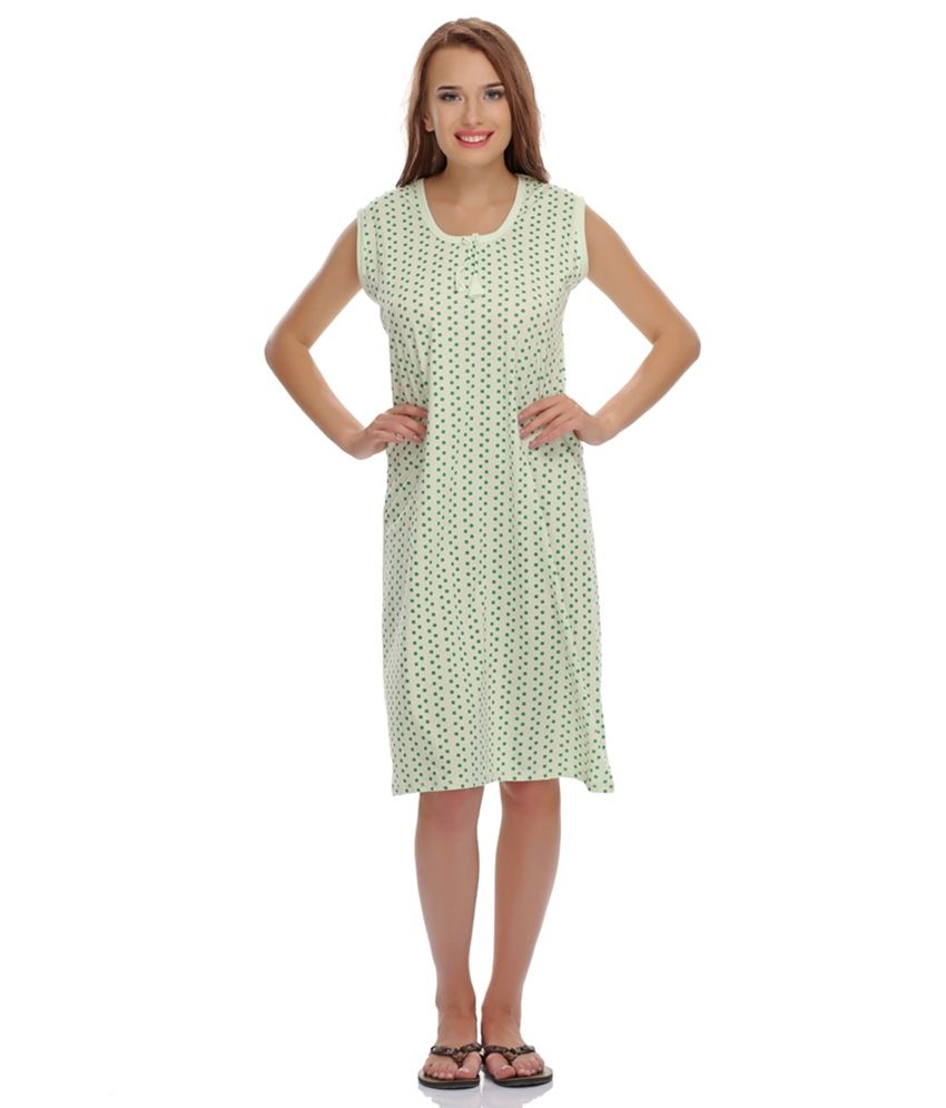 Clovia Polka Dots Green Short Nighty available at SnapDeal for Rs.236