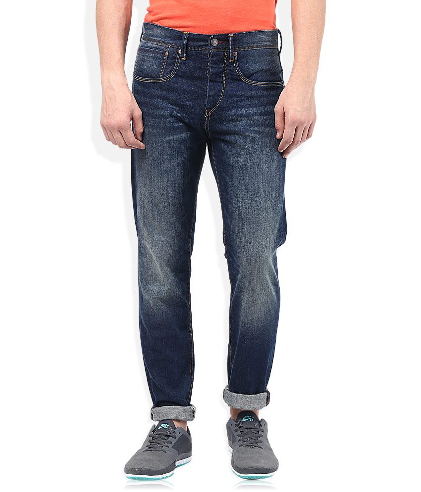 mens blue tapered jeans