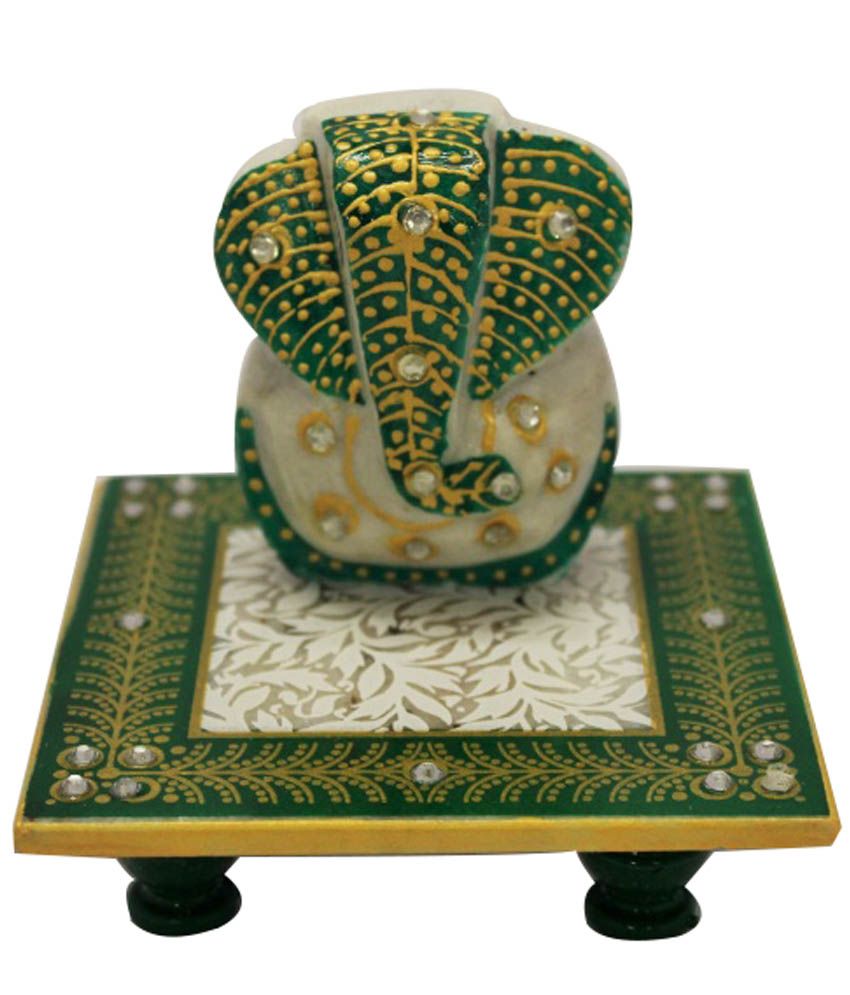 Zudhaa Green Marble Ganesh Idol With Chowki available at snapdeal for Rs.151