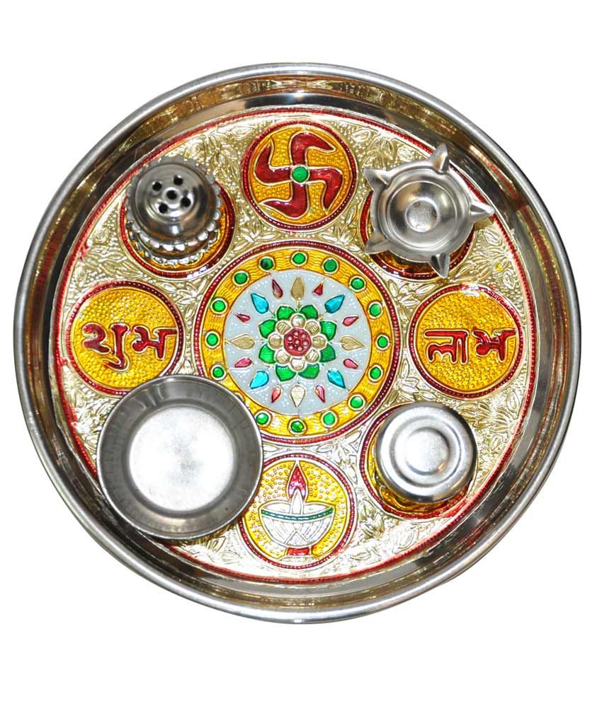 Home Shop Gift Silver Steel Home Decoraive Puja Thali available at snapdeal for Rs.550
