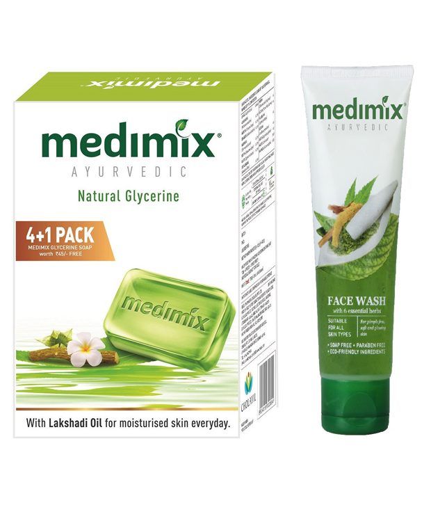 Medimix Ayurvedic Natural Glycerine (4 + 1 Pack) 625 g + Medimix Ayurvedic Face Wash (50 ml