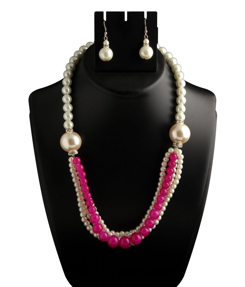 Vgjewel Cz/ American Diamond 1 Necklace,2 Earring Silver Wedding Jewelry Set available at snapdeal for Rs.150