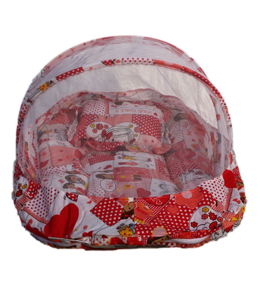 Amardeep Red Cotton Baby Mattress Mosquito Nets Baby Bedding Products