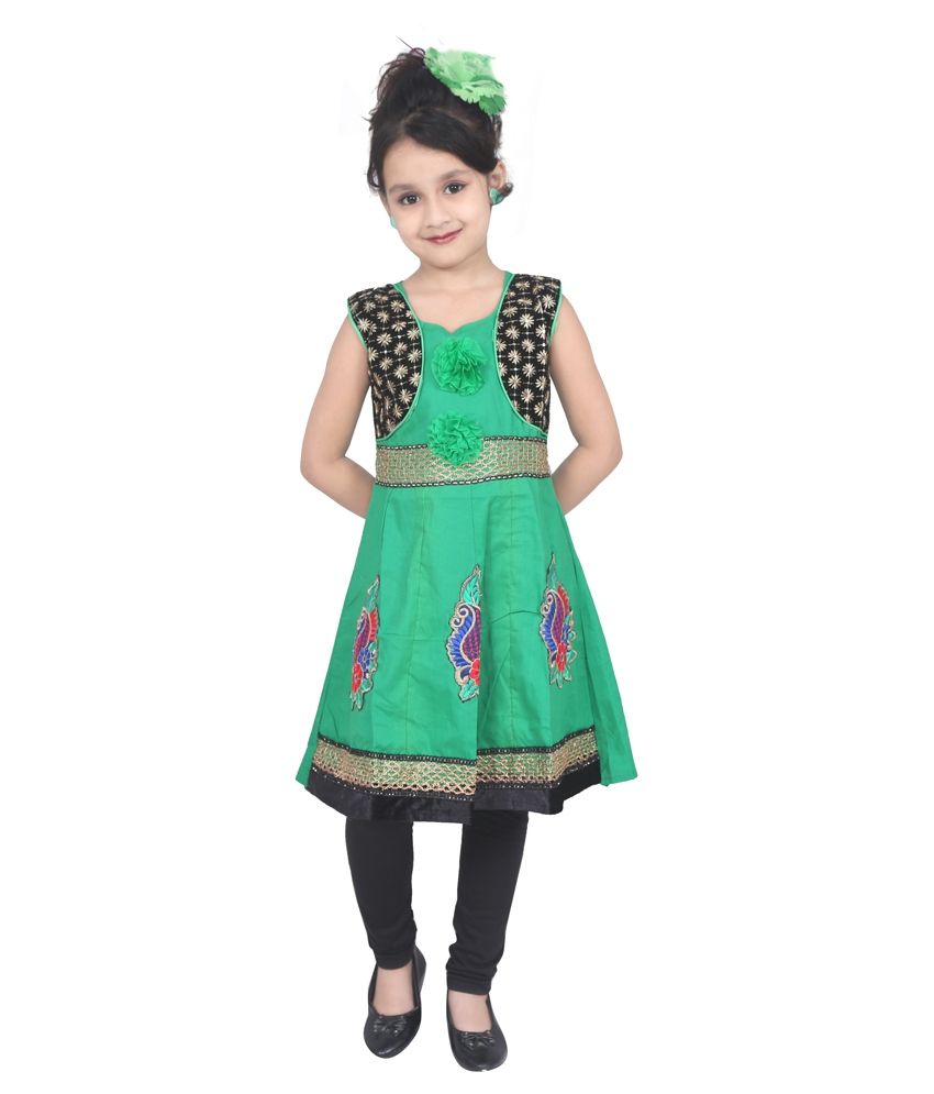 Pinky Green And Black Churidar Suit With Jacket available at snapdeal for Rs.410