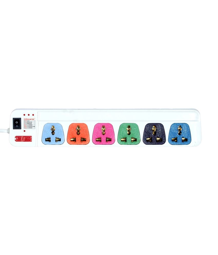 Pinnacle 6 Multi Colour Socket Spike Buster With 1.5 Mts Cable available at snapdeal for Rs.349