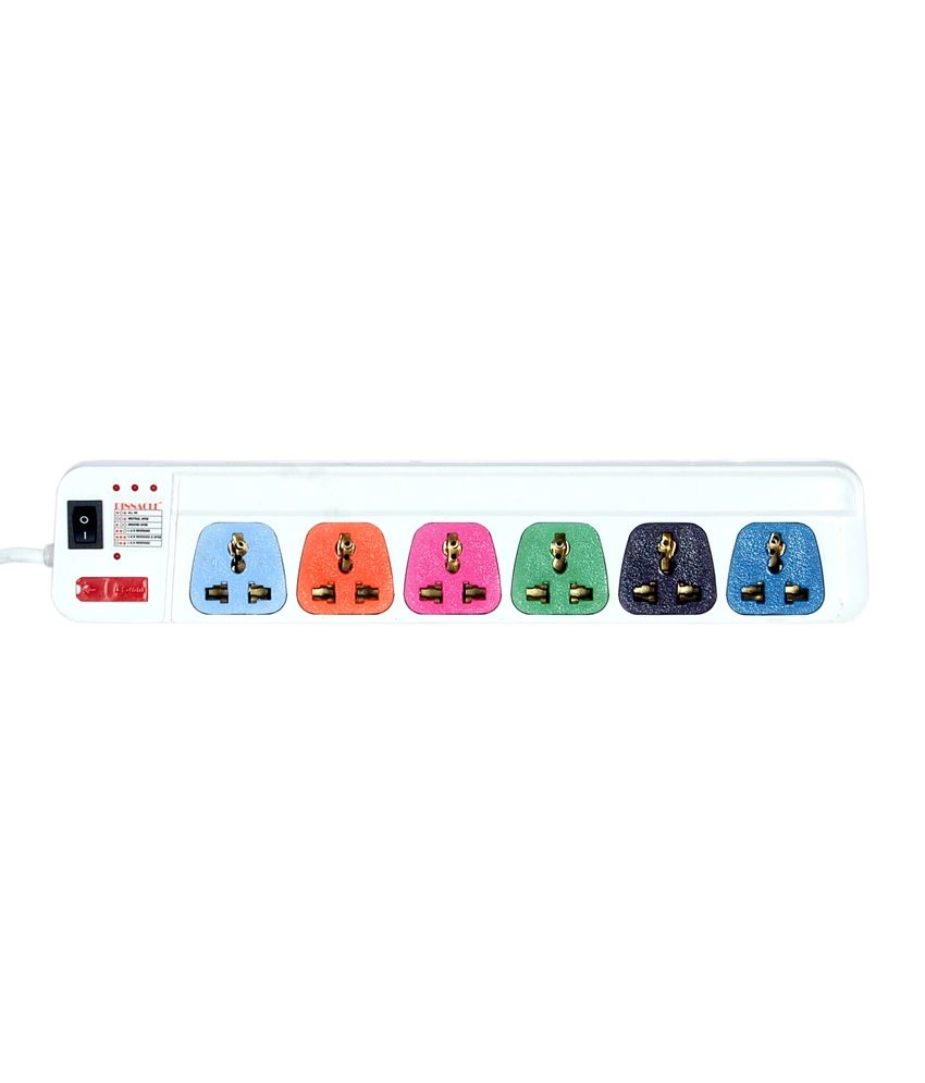 Pinnacle 6 Multi Colour Socket Spike Buster With 3 Mts Cable available at snapdeal for Rs.390