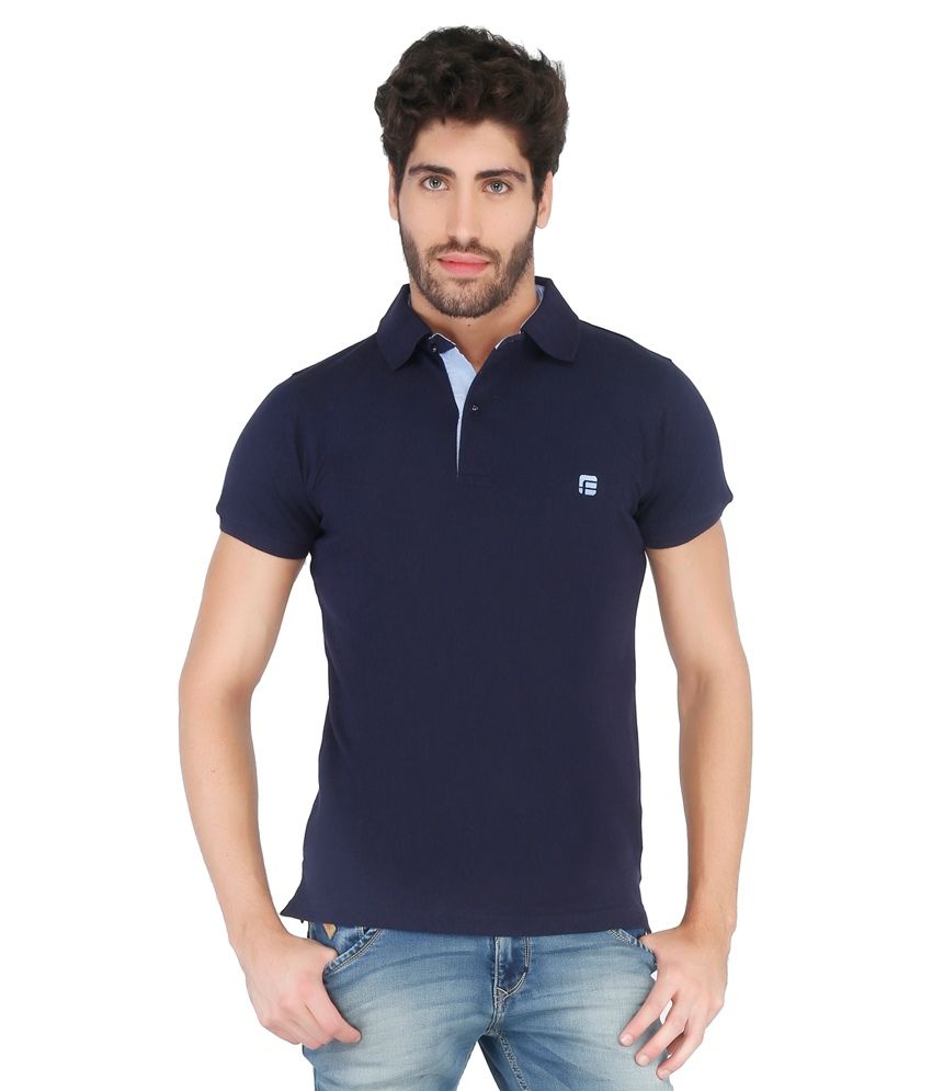 Floe Navy Half Sleeves Printed Polo T-shirt available at snapdeal for Rs.493